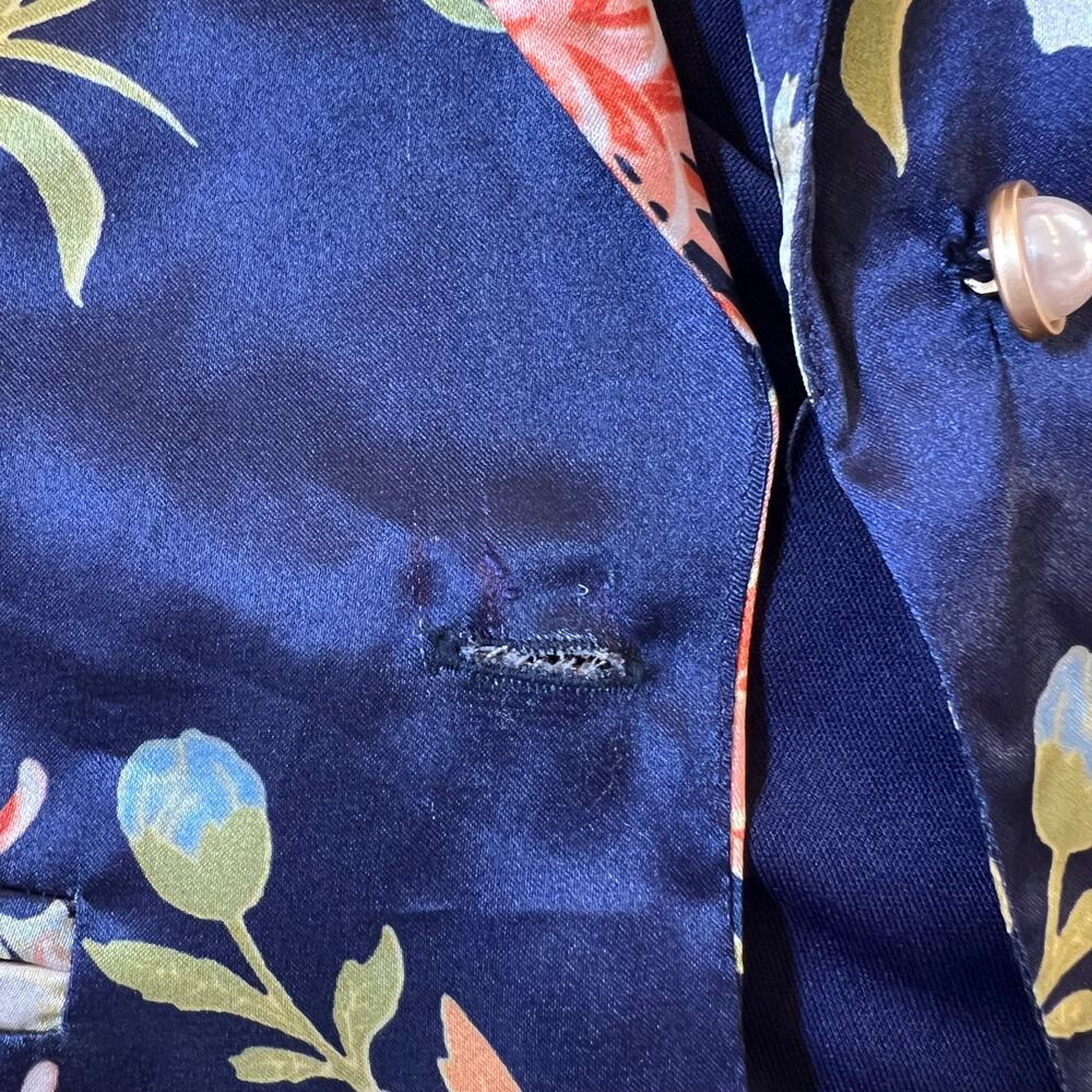 The Sang XS Floral Blazer Pants Suit Set Navy Blue Career Wedding Outfit GUC - Picture 7 of 11